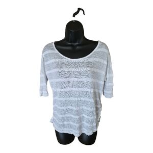 Pink Rose White Short Sleeve Knit Top